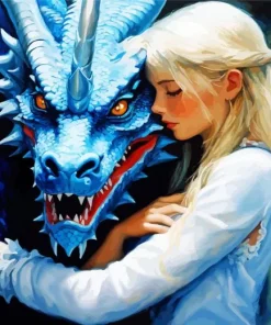 girl hugging a dragon Diamond With Numbers