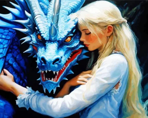 girl hugging a dragon Diamond With Numbers