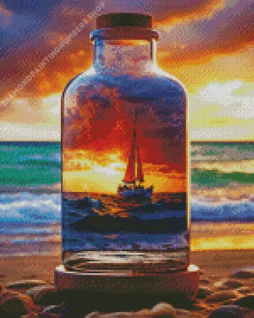 glass sunset art Diamond Paints