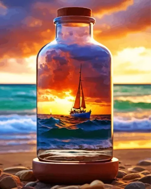 glass sunset art Diamond Paints