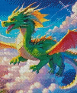 green flying dragon art Diamond Paintings
