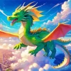 green flying dragon art Diamond Paintings