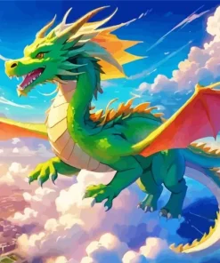 green flying dragon art Diamond Paintings