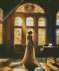 lady and piano Diamond With Numbers