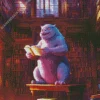 old library with a lot of books and funny little m (1) Diamond With Numbers