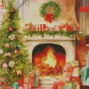 pink fireplace romantic Diamond With Numbers