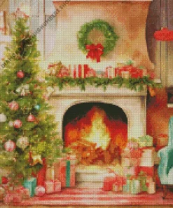pink fireplace romantic Diamond With Numbers