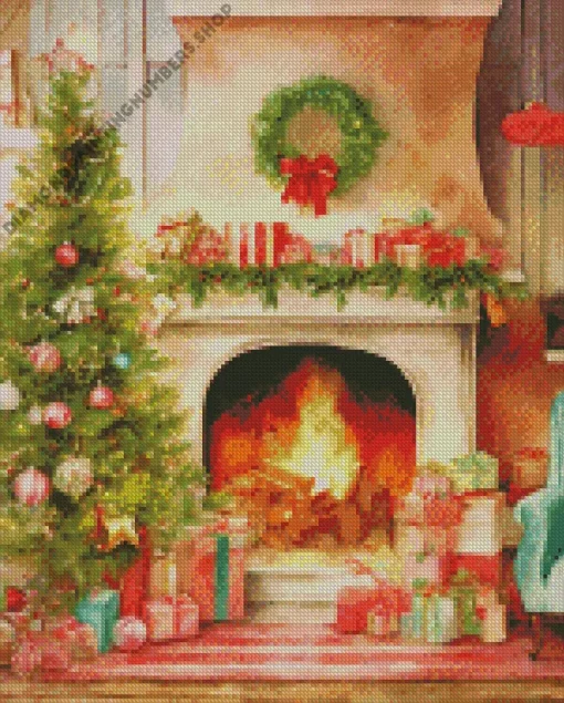 pink fireplace romantic Diamond With Numbers