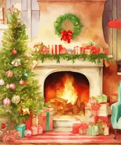 pink fireplace romantic Diamond With Numbers