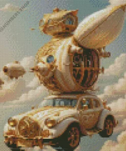 vintage flying car Diamond Paintings