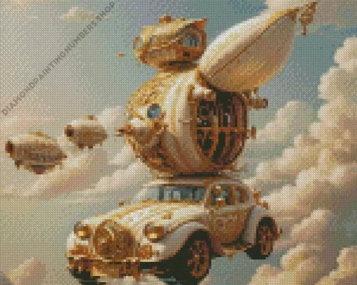 vintage flying car Diamond Paintings