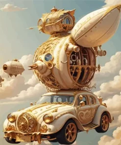 vintage flying car Diamond Paintings