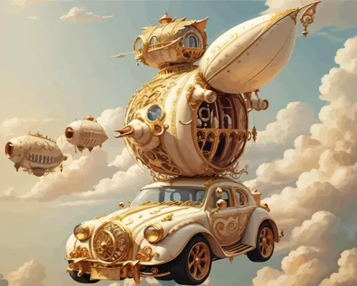 vintage flying car Diamond Paintings