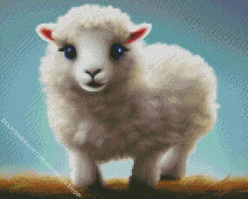white fluffy lamb Diamond Dotz