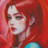Anime Girl With Blue Eyes And Red Hair Diamond Painting