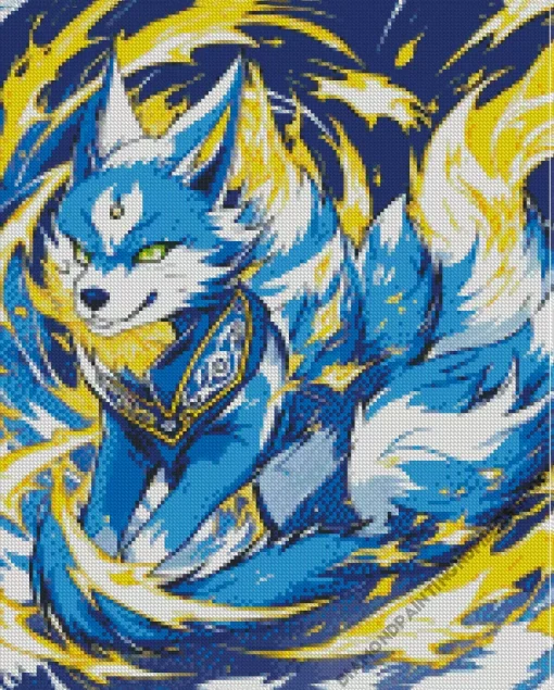 Anime Blue Kitsune Diamond Painting
