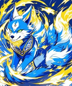 Anime Blue Kitsune Diamond Painting