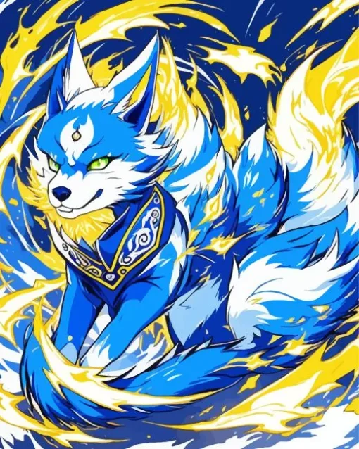 Anime Blue Kitsune Diamond Painting