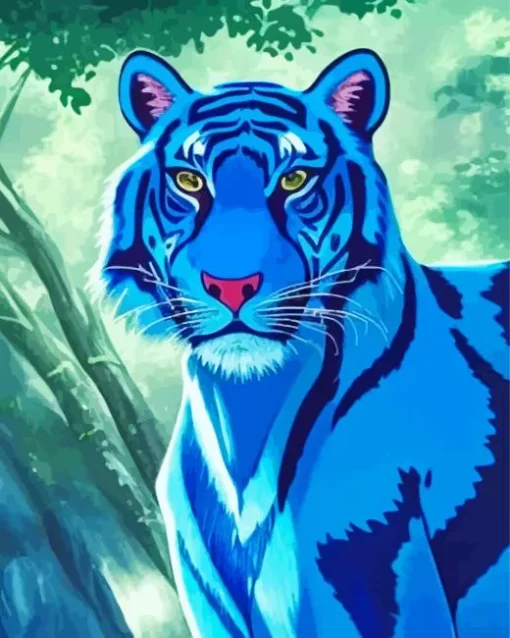 Anime Blue Tiger Diamond Painting