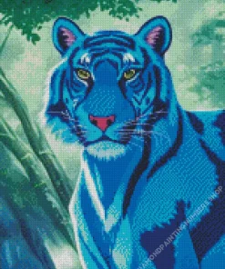 Anime Blue Tiger Diamond Painting