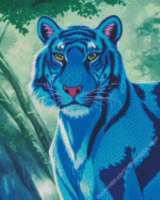 Anime Blue Tiger Diamond Painting