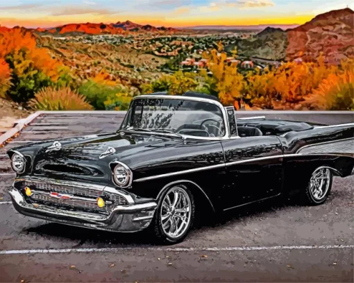Black 57 Chevy Convertible Diamond Painting