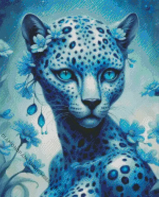 Blue Female Jaguar Diamond Painting