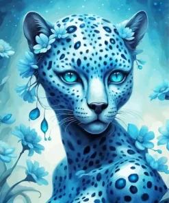 Blue Female Jaguar Diamond Painting