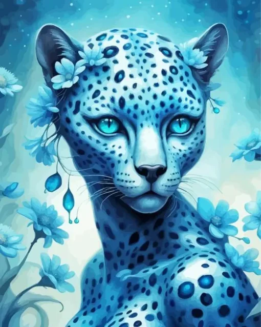 Blue Female Jaguar Diamond Painting
