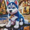 Blue Husky Puppy Diamond Painting