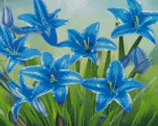 Blue Lilies Diamond Painting
