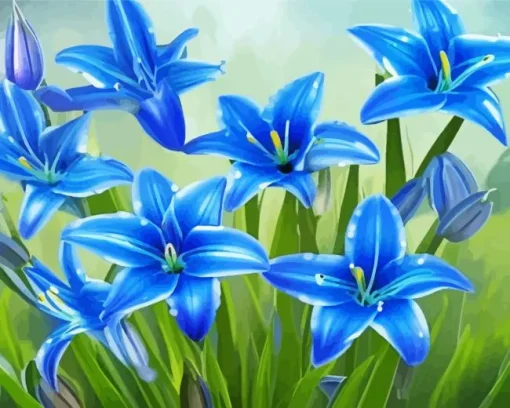 Blue Lilies Diamond Painting