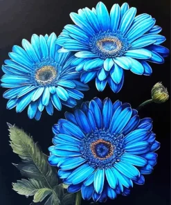 Blue Blooming Daisies Diamond Painting
