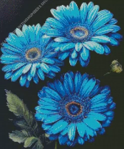 Blue Blooming Daisies Diamond Painting