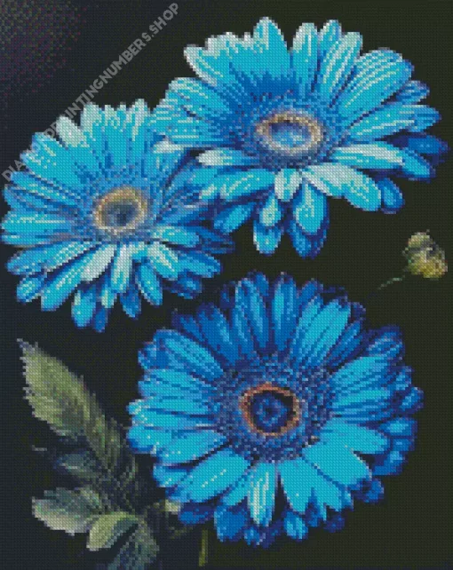 Blue Blooming Daisies Diamond Painting