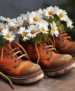 Boots with Daisies Diamond Painting
