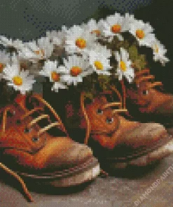 Boots with Daisies Diamond Painting