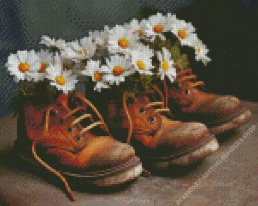 Boots with Daisies Diamond Painting