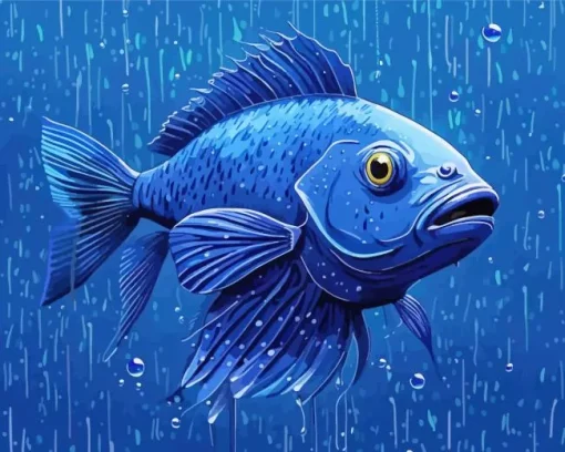 Dark Blue Fish Diamond Painting