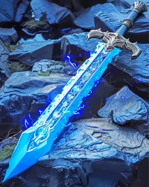 Fantasy Blue Sword Diamond Painting