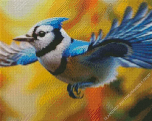 Flying Blue Jay Diamond Painting