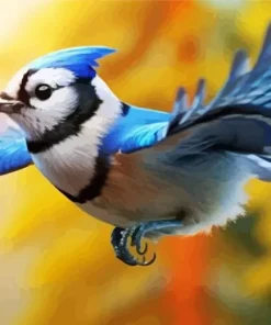Flying Blue Jay Diamond Painting
