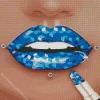Geometric Blue Lips Diamond Painting