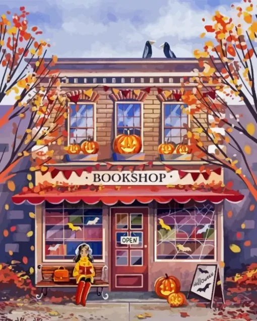 Halloween Book Shop Diamond Painting