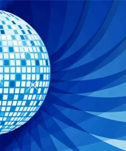 Illustration Blue Disco Ball Diamond Painting