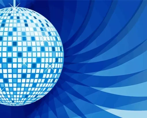 Illustration Blue Disco Ball Diamond Painting