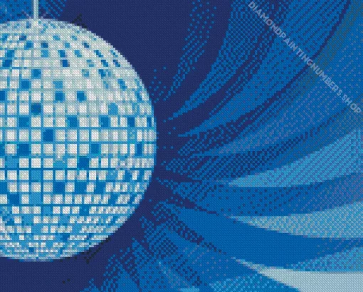 Illustration Blue Disco Ball Diamond Painting