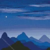 Illustration Blue Mountain Diamond Painting
