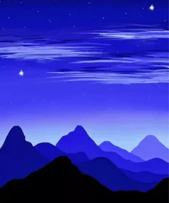 Illustration Blue Mountain Diamond Painting
