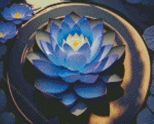 Light Blue Lotus Diamond Painting